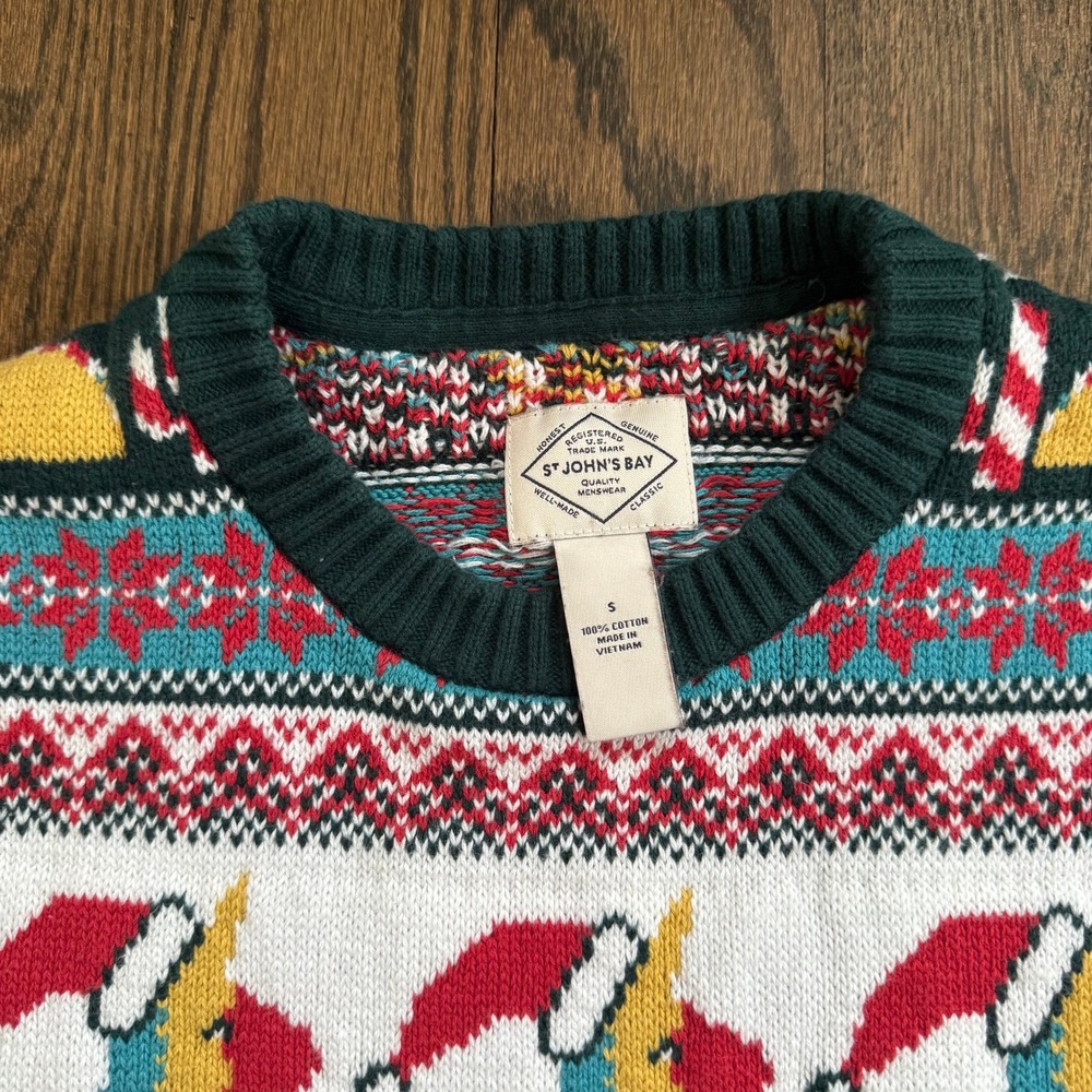 St. John's Bay Mens Small Christmas Sweater Piñata Taco Santa Hat 100% Cotton - Picture 3 of 10
